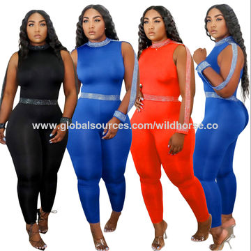 China 2020 New European Fashion Plus Size Jumpsuit Slim Sexy Solid One Piece Bodycon on Global Sources,Jumpsuit Jumpsuits