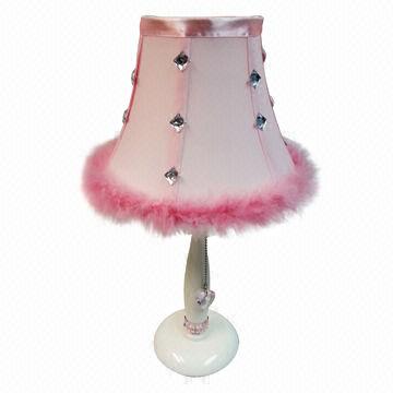 pink fluffy table lamp