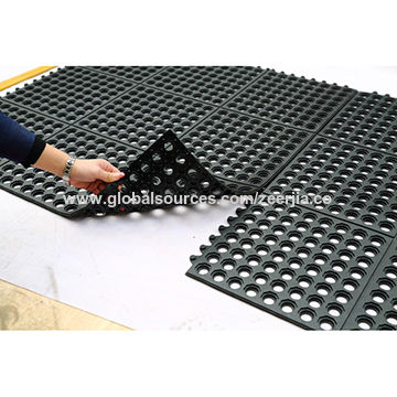 China Anti Fatigue Rubber Floor Mat Tile With Interlocking And