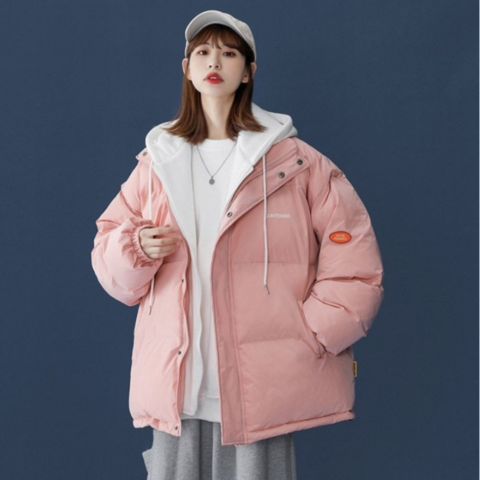 Solid Hood Thick Puffer Jacket 