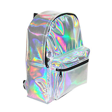 purple holographic backpack