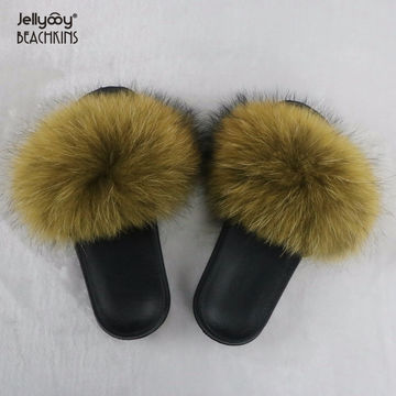 natural raccoon fur slides