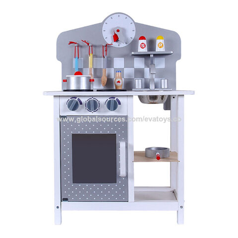 grey wooden play kitchen