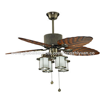 China 48 52 Led Ceiling Fan Light 5 Solid Wooden Blades