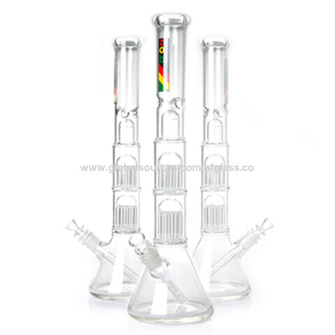 High Quality 18inch 7mm Beaker Glass Bong Water Pipe matrix percolators With Ash