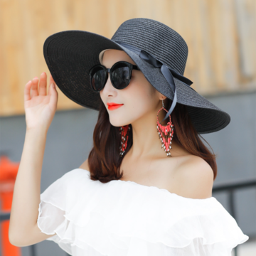 Women Ladies Summer Big Wide Brim Straw Hat Floppy Derby Beach Sun Foldable Cap