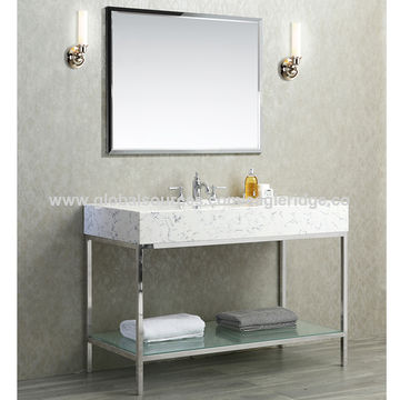 Ss Bathroom Vanity 48 Single Sink Vanity With Carrera White