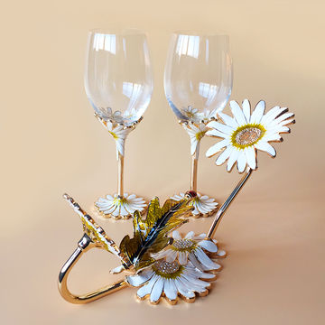 Enamel Hand Painted Decoration Wine Glass Wedding Gift Global
