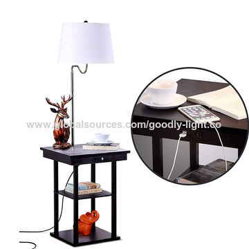 China Led Light Wooden Table Lamp, Lamp Table Combo White
