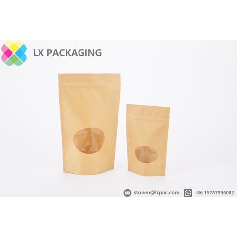 Download China Fast Food Packaging Kraft Paper Laminated Window Stand Up Zipper Pouch On Global Sources Paper Bag Window Bag Paper Window Bag