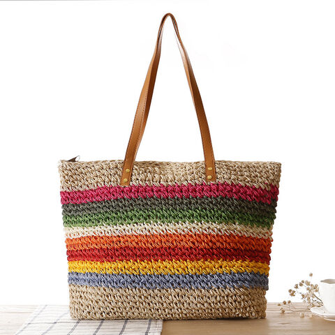 large straw beach bag