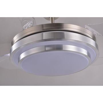 Indoor Led Light Hidden Crystal Blades Antique Brass Ceiling Fan