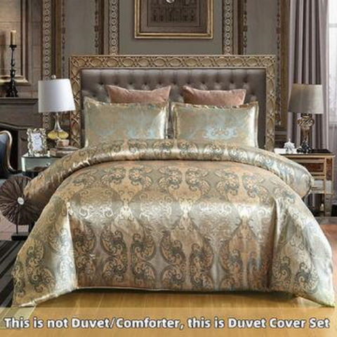 China Satin Comforter Cover Set King Size 3 Pieces Fl Jacquard Bedding With Pillow Shams On Global Sources Home Textiles And Household S Satin Comforter Cover Set King Size, King Size Jacquard Bedding