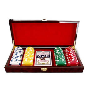 Hi Gloss Wood Poker Chip Case, Holds 500 Poker Chips