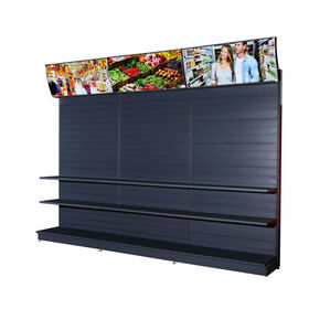 Estanterías de pared con superficie de plástico pulverizado, ideales para supermercados, tiendas, farmacias y tiendas de conveniencia.