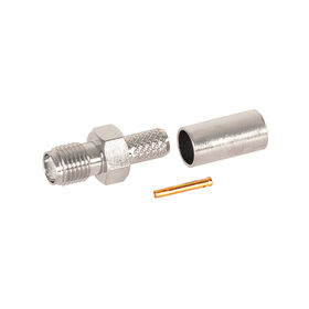 Conector RF, SMA hembra tipo crimpado, RG58U pin dorado, Cumple con la directiva RoHS