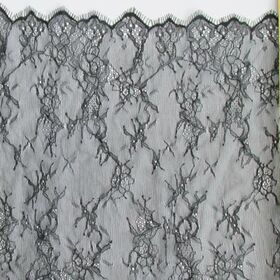 Eyelash Lace Trim 31.5cm Width Black Delicate Floral Garment Accessory OEKO TEX Certified