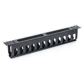Gestión de Cables Metálicos 1U con Recubrimiento en Polvo, Disponible en Negro - Solución Profesional para Cableado