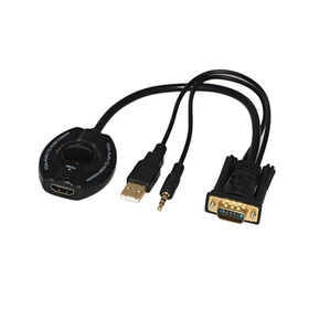 Audio VGA to HDMI HDTV Converter Box for Laptop, PC, Green Connection, Black Colors