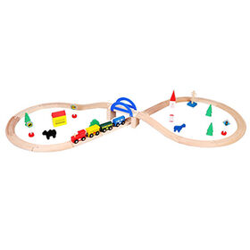 Juego de vías de tren de madera para niños, 39 piezas, diseño 2016 W04C055 - Fabricante y proveedor líder