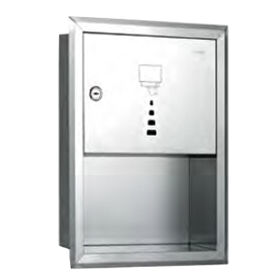 Stainless steel recessed paper towel dispenser