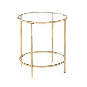 Plateau rond avec poignées en acrylique, plateau décoratif doré pour table  basse