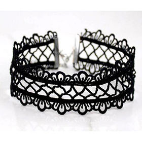 Black and White Lace Sexy Choker White