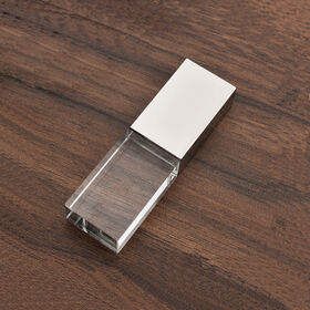 Transparenter Glas-Kristall USB-Stick mit 3D-Logo, 4GB 8GB 16GB USB 2.0, Flash-Speicher 64GB 32GB USB 3.0, USB-Stick