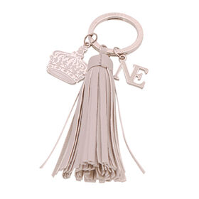 Popular leather keychain with tiara and letter alloy drop,promotional gift