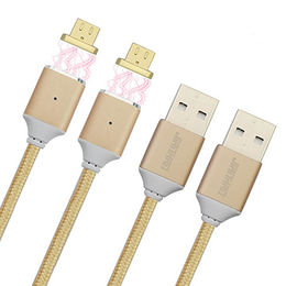 Cable Micro USB Magnético Desmontable Dorado de 1 metro para Carga de Teléfonos Móviles y Coche en Cualquier Momento