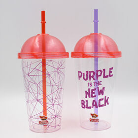 Customize double wall plastic tumblers cups with semicircle lids