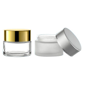 Venta caliente Frascos de crema de vidrio de 50 g con color personalizado y tapa de aluminio/plástico para envases de cuidado de la piel