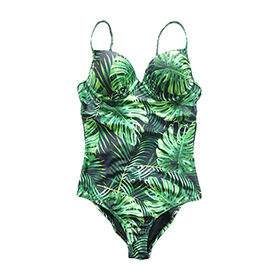 OEM/ODM Ladies' Leopard Underwire Swimsuit, Molded Cup, Adjustable Strap, Digital Print