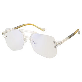 Unisex cool style semi metallic UV400 rimless sunglasses