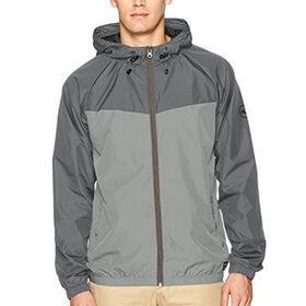 Jaket windbreaker pria ringan, jaket olahraga sederhana untuk aktivitas luar ruangan.