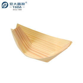 100% Compostable Eco-Friendly Wooden Disposable Boat Food Tray Plate Pine Aspen Oval Container