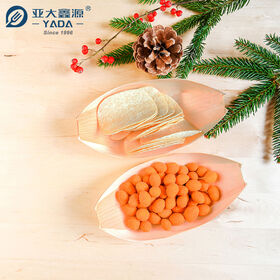 100% Compostable Wooden Disposable Boat Food Tray Plate Pine Aspen Oval Container Eco-Friendly 7 Inch