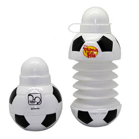 1 Liter Foldable Football Kids Water Bottles Portable Sports Water Bottle  Football Soccer Ball Shaped Water Bottl Silicone Cup