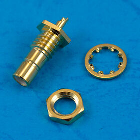 RF connector SMB series female bulkhead solder pot contact rear mount, gold plated with PTFE RF adaptor RF coaxial connector