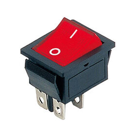 Interrupteur à bascule rouge lumineux DPST 4 broches boîtier noir