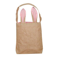 New Burlap Products Latest Trending Decorative Easter Burlap Bunny Plastic Lining Gift Bags With Handles