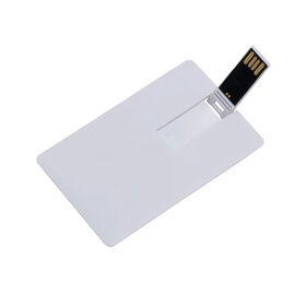 محرك أقراص فلاش USB على شكل بطاقة ائتمان بلاستيكية بيضاء، طباعة رقمية مخصصة أو فارغة بشعار 4c