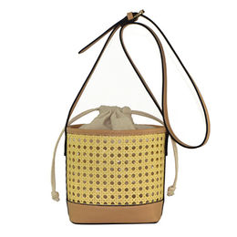 Faux Straw Bucket Bag