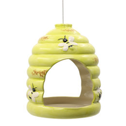 China Lovely Yellow Ceramic Bird Feeder Birdbath For Garden