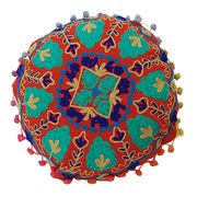 Indian Suzani Cushion Cover Vintage Cotton Round Pillow Cases