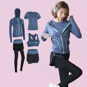 Conjunto de 4 piezas de ropa deportiva para mujer, pantalones cortos de yoga de alta demanda, realce de glúteos, ropa deportiva ajustada y delgada para fitness.