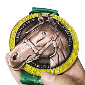 Hochwertige Sportmedaille aus Zinklegierung mit weichem Emaille und Glitzerfarbe für das KENTUCKY DERBY