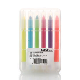 6 color highlighter twist crayon in PP box for Home School