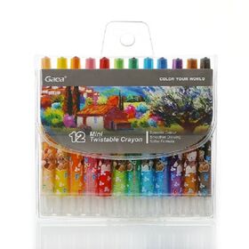 12 color short twist Non Toxic Crayons in Portable PVC Bag