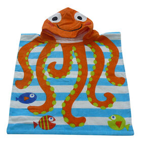 Beach towel poncho, cotton velour with reactive printing, customized designs are accepted